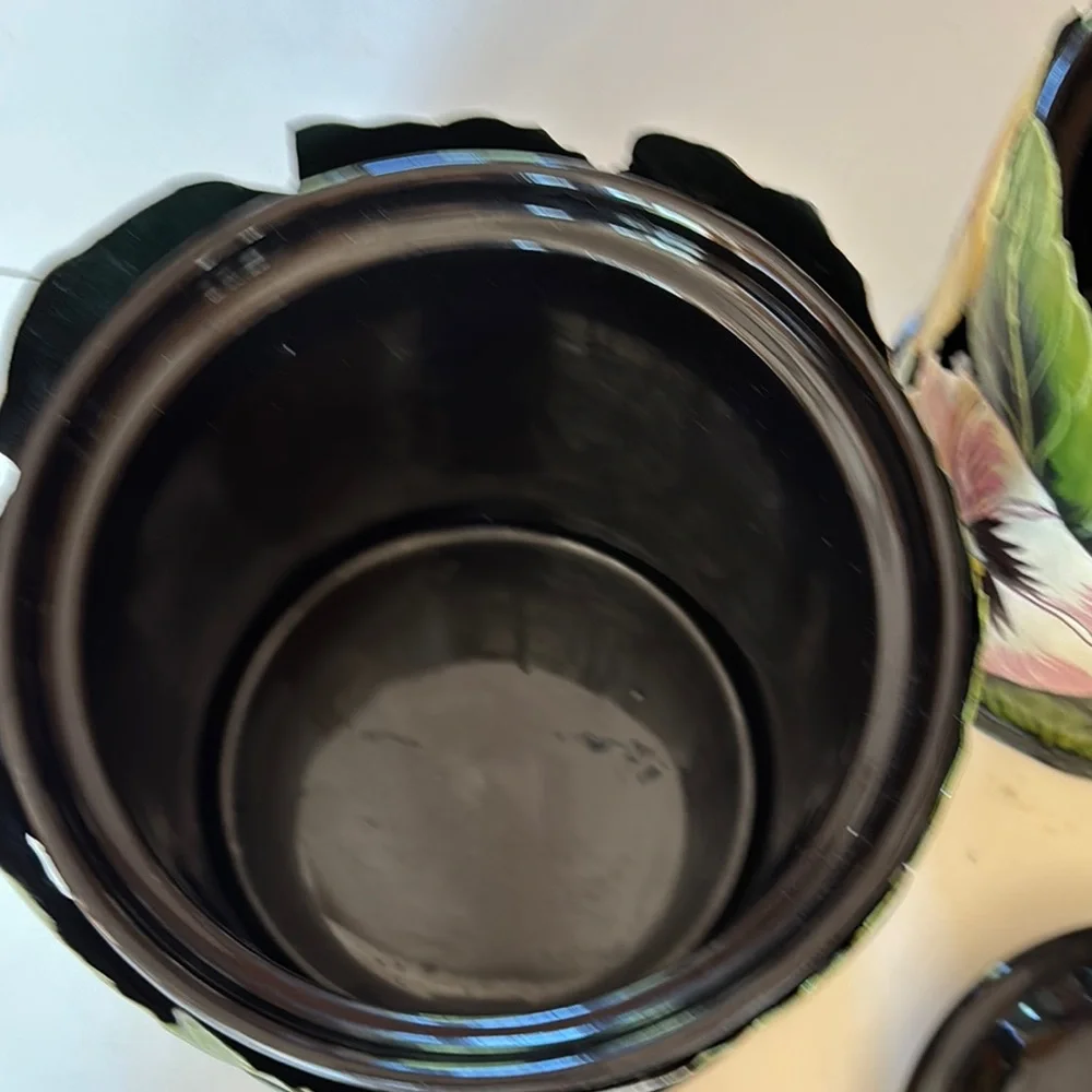 Floral Ceramic /Metal hand painted Canister Set - Multicolor - Picture 3 of 12